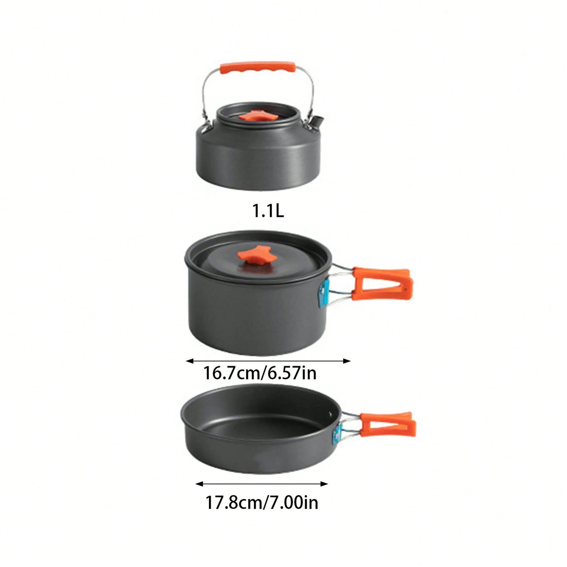 3PCS Camping Cookware Kit Non-Stick Aluminum Alloy Pot Pan Kettle Set For Camping Hiking Fishing Backpacking