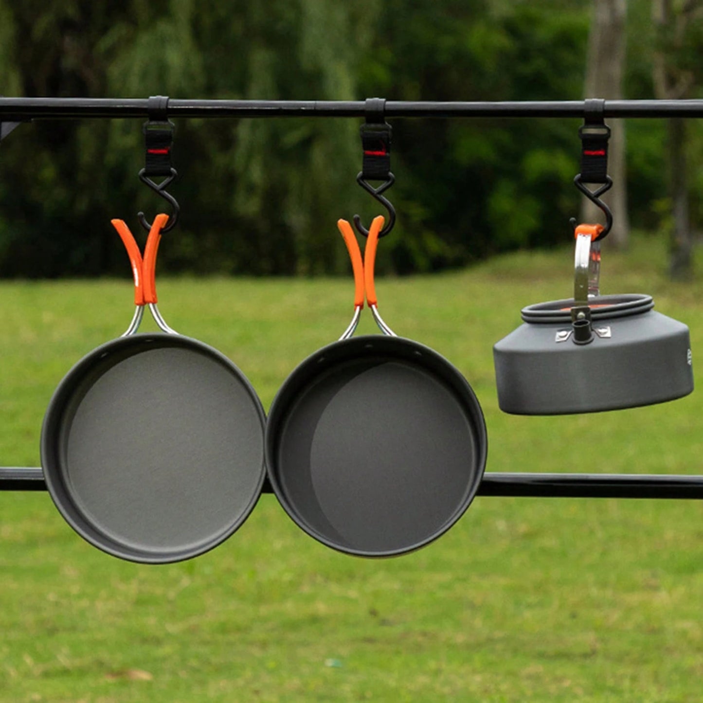 3PCS Camping Cookware Kit Non-Stick Aluminum Alloy Pot Pan Kettle Set For Camping Hiking Fishing Backpacking