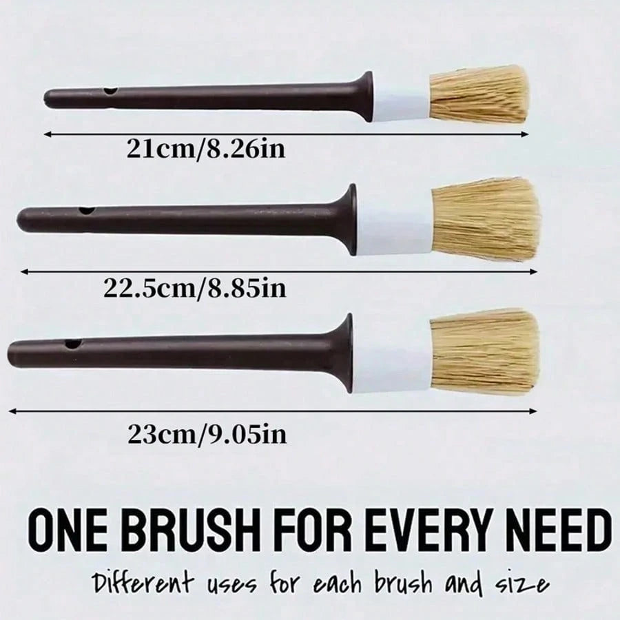 3pcs Car Crevice Cleaning Brush Set, Soft Bristles Won't Damage Paint, Specialized For Cleaning Rims, Grilles, And Interior Tight Spaces