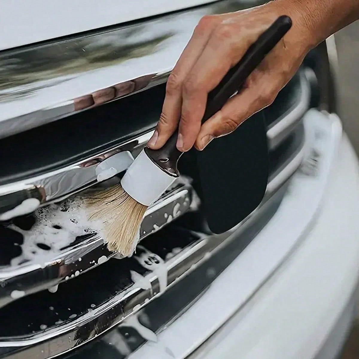 3pcs Car Crevice Cleaning Brush Set, Soft Bristles Won't Damage Paint, Specialized For Cleaning Rims, Grilles, And Interior Tight Spaces