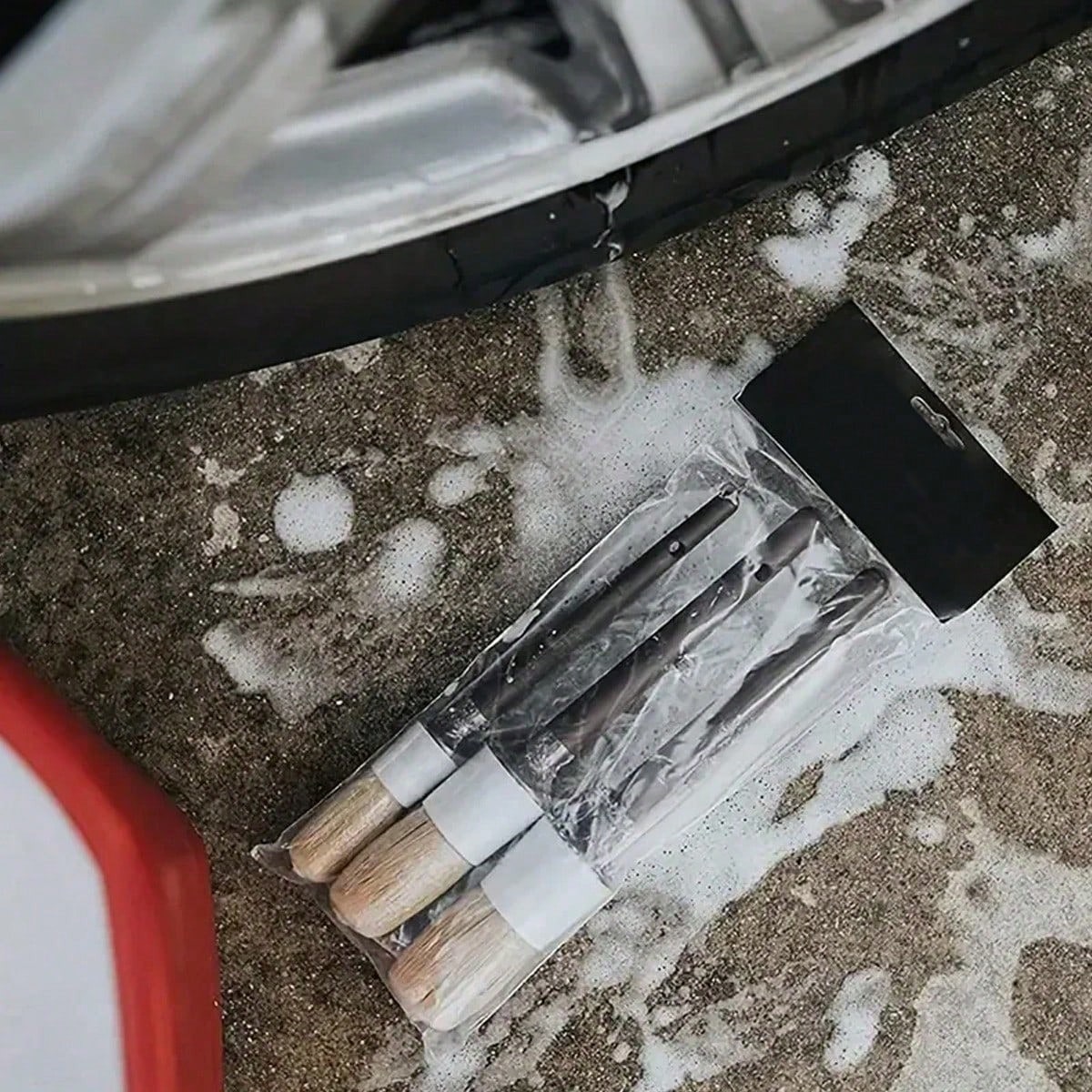 3pcs Car Crevice Cleaning Brush Set, Soft Bristles Won't Damage Paint, Specialized For Cleaning Rims, Grilles, And Interior Tight Spaces