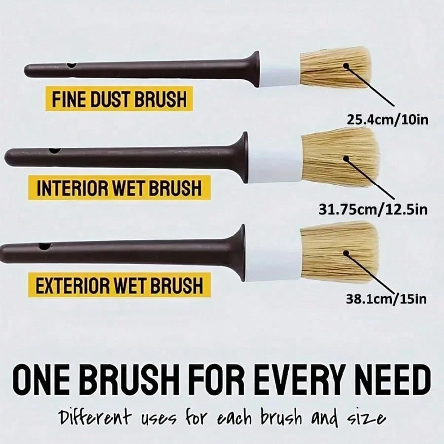 3pcs Car Crevice Cleaning Brush Set, Soft Bristles Won't Damage Paint, Specialized For Cleaning Rims, Grilles, And Interior Tight Spaces