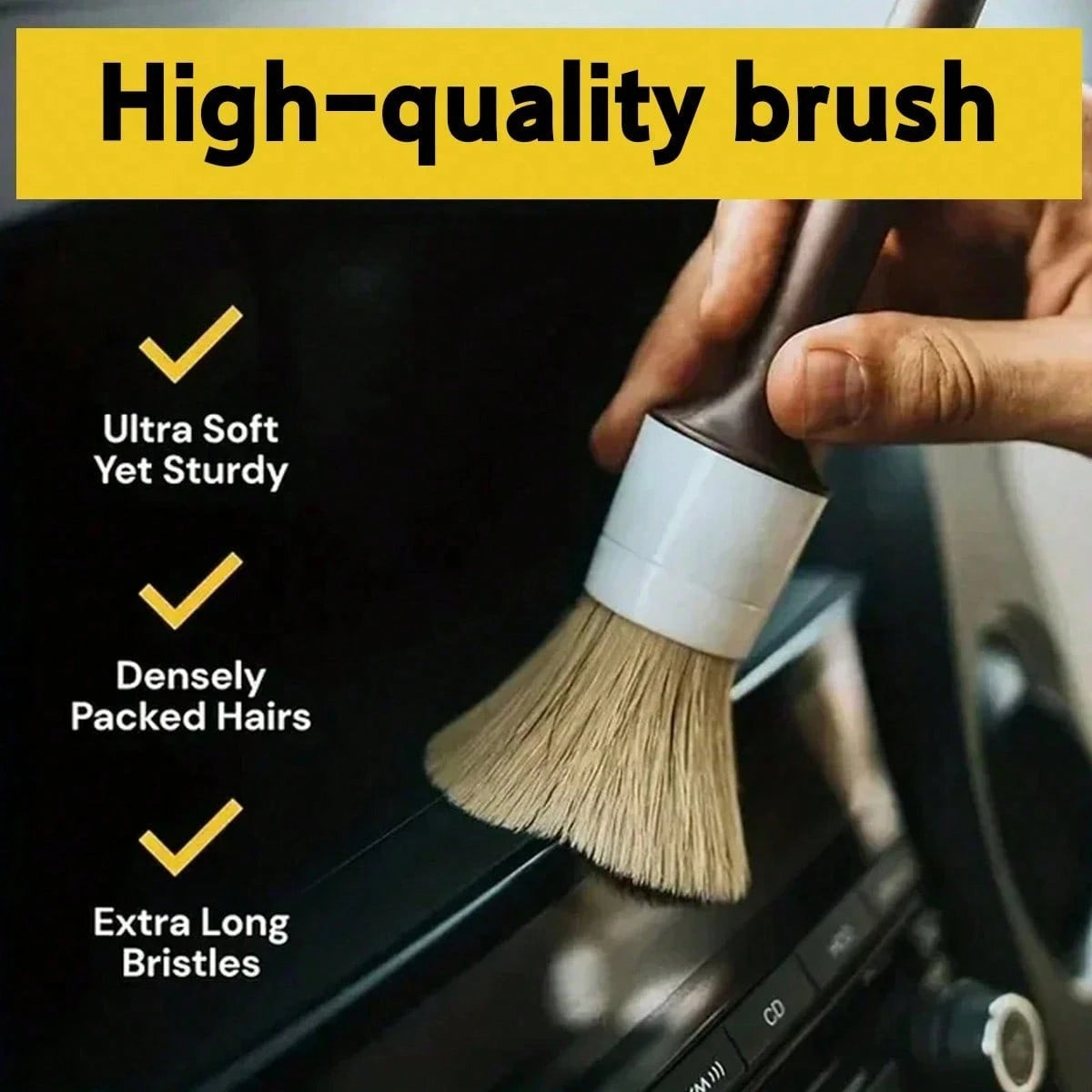 3pcs Car Crevice Cleaning Brush Set, Soft Bristles Won't Damage Paint, Specialized For Cleaning Rims, Grilles, And Interior Tight Spaces