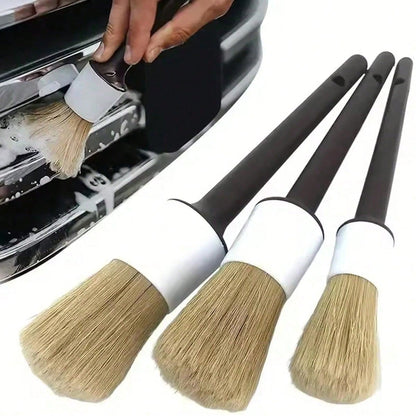3pcs Car Crevice Cleaning Brush Set, Soft Bristles Won't Damage Paint, Specialized For Cleaning Rims, Grilles, And Interior Tight Spaces