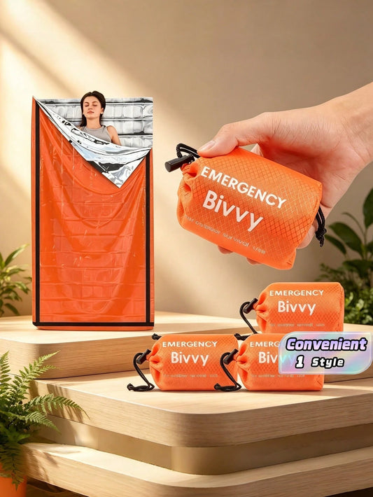 3Pcs Emergency Sleeping Bag Set With Whistle & Storage Bag. Polyester Thermal Blanket, Lightweight & Portable. Ideal For Camping, Hiking, Backpacking And Disaster Situations Like Earthquakes, Hurrican