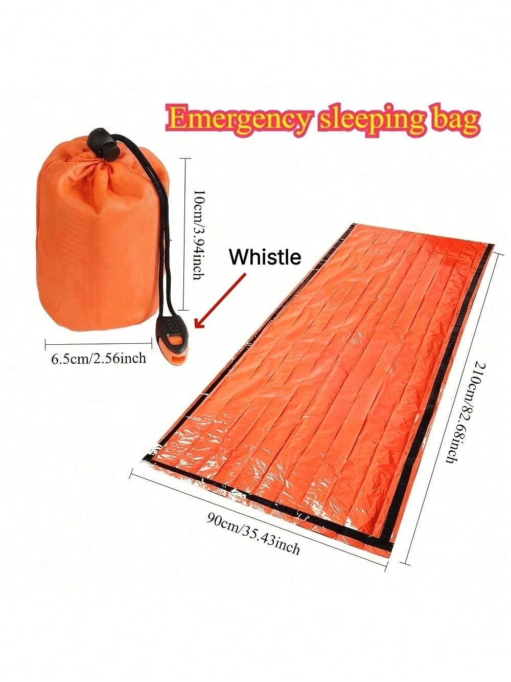 3Pcs Emergency Sleeping Bag Set With Whistle & Storage Bag. Polyester Thermal Blanket, Lightweight & Portable. Ideal For Camping, Hiking, Backpacking And Disaster Situations Like Earthquakes, Hurrican