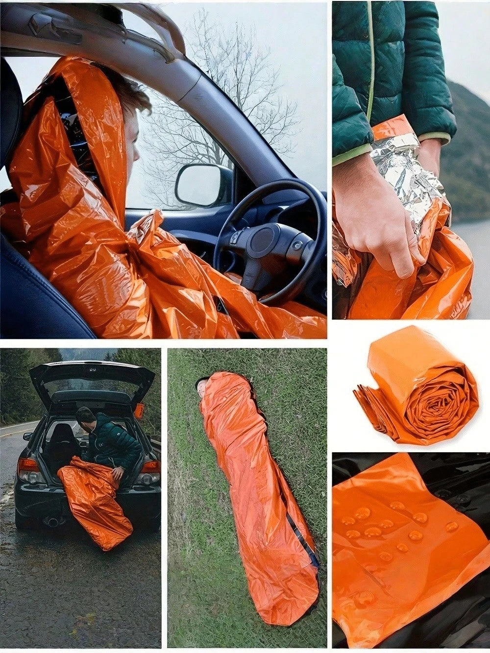 3Pcs Emergency Sleeping Bag Set With Whistle & Storage Bag. Polyester Thermal Blanket, Lightweight & Portable. Ideal For Camping, Hiking, Backpacking And Disaster Situations Like Earthquakes, Hurrican