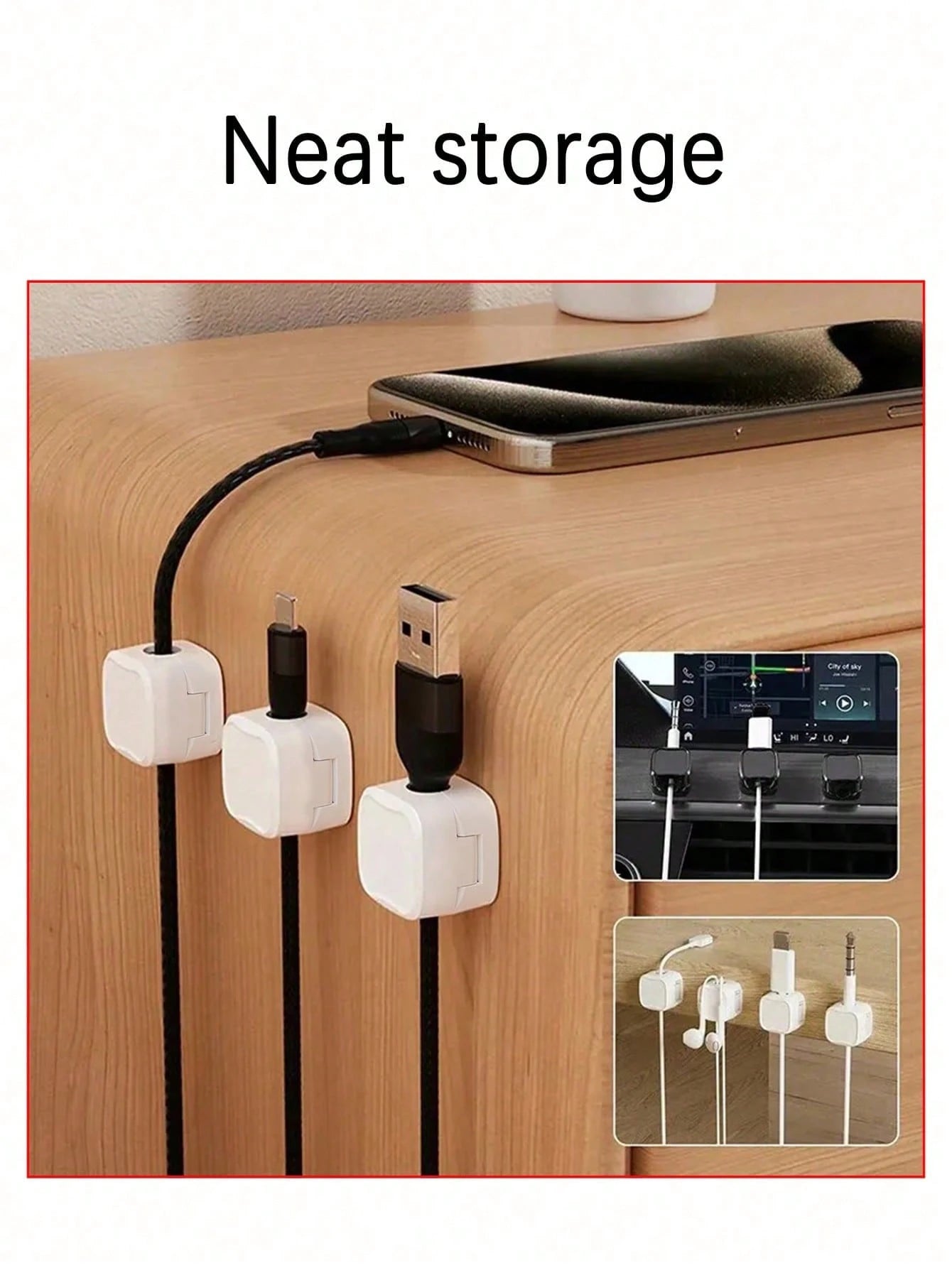 3pcs Magnetic Cable Organizer Desktop Wire Clip Cord Holder For Mobile Phone Cable Management