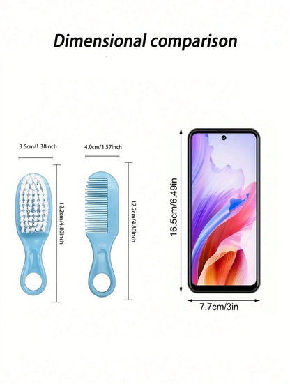 3pcs Newborn Comb And Brush Set, For Removing Fetal Hair, Baby Head Care Comb And Brush, Combination Baby Massage Comb And Brush Set