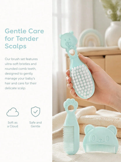 3pcs Newborn Comb And Brush Set, For Removing Fetal Hair, Baby Head Care Comb And Brush, Combination Baby Massage Comb And Brush Set