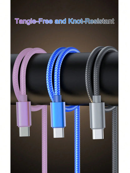 3pcs Nylon Braided Data Cable Set, Charging Cable Combo Pack, Includes Nylon Braided Lightning Data Cables Compatible With IPhone 14/13/12/Pro Max/X/XR/XS/8/7/6s/6/. These Data Cables Feature A Matte