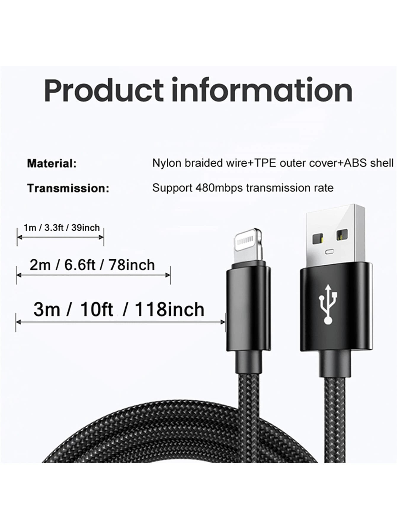 3pcs Nylon Braided Data Cable Set, Charging Cable Combo Pack, Includes Nylon Braided Lightning Data Cables Compatible With IPhone 14/13/12/Pro Max/X/XR/XS/8/7/6s/6/. These Data Cables Feature A Matte