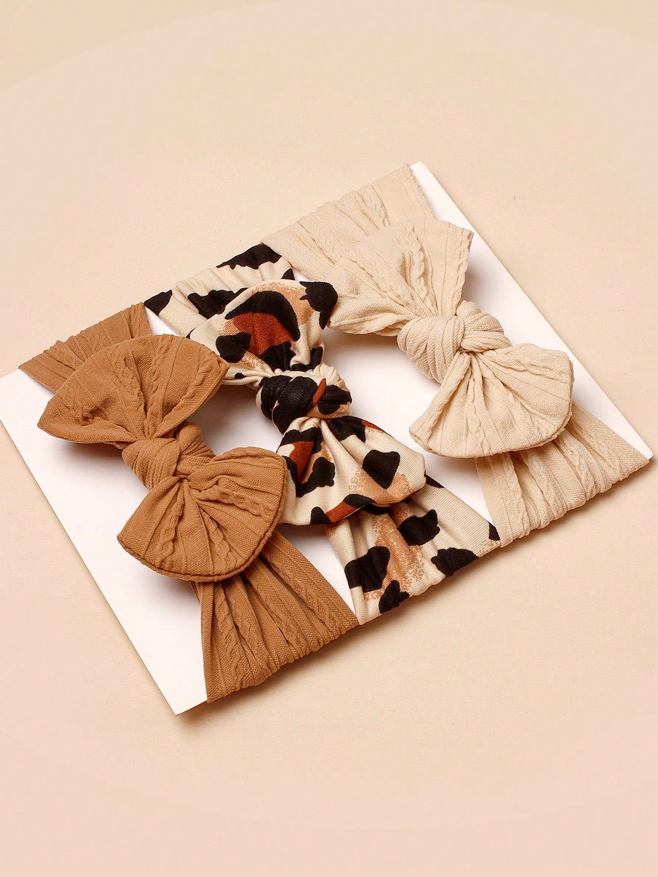 3pcs Nylon Leopard Print Bow Headbands For Babies (Paper Card For Decoration) Love Valentine