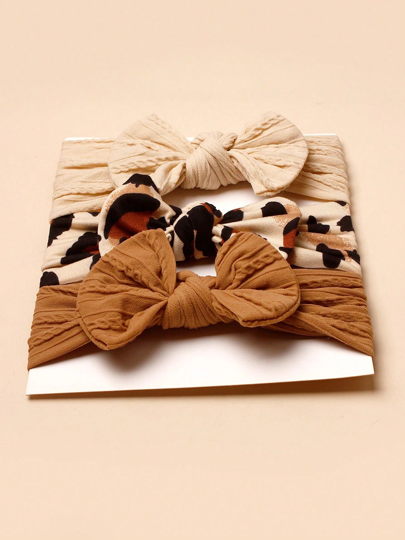 3pcs Nylon Leopard Print Bow Headbands For Babies (Paper Card For Decoration) Love Valentine