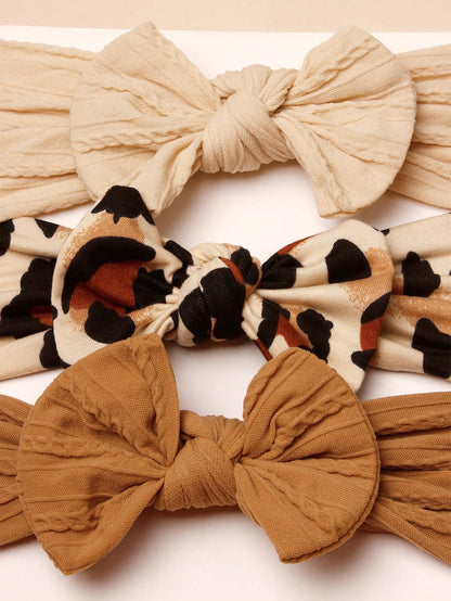 3pcs Nylon Leopard Print Bow Headbands For Babies (Paper Card For Decoration) Love Valentine