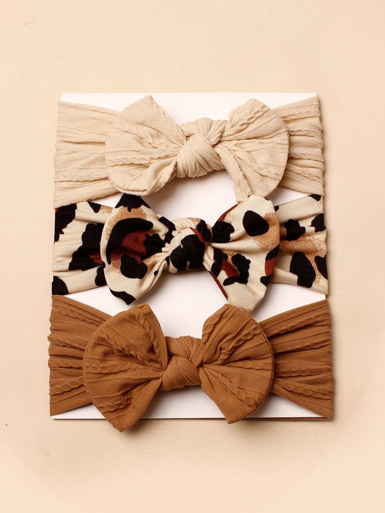 3pcs Nylon Leopard Print Bow Headbands For Babies (Paper Card For Decoration) Love Valentine