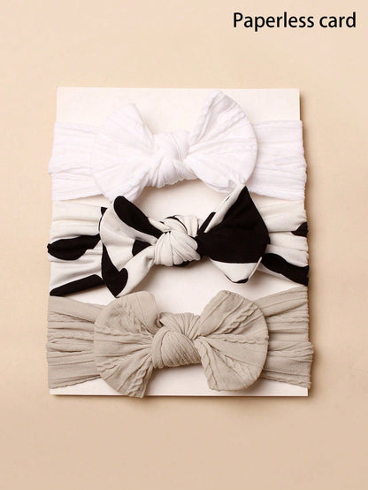3pcs Nylon Leopard Print Bow Headbands For Babies (Paper Card For Decoration) Love Valentine