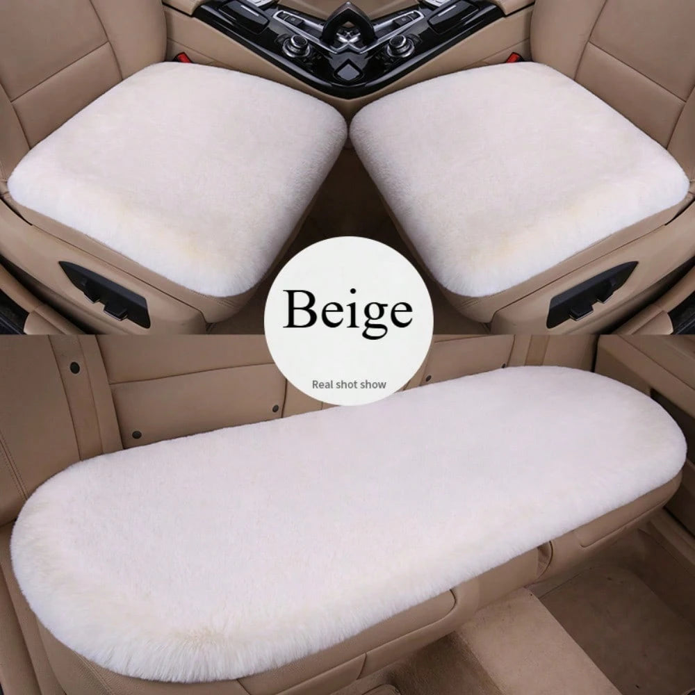 3pcs Plush Car Seat Cushion, Short Plush Whole Rear Seat Cushion Set,Car Accessories