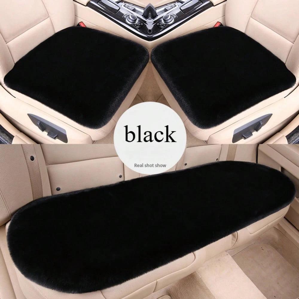 3pcs Plush Car Seat Cushion, Short Plush Whole Rear Seat Cushion Set,Car Accessories