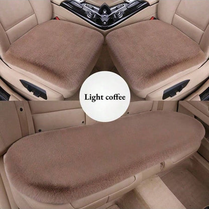 3pcs Plush Car Seat Cushion, Short Plush Whole Rear Seat Cushion Set,Car Accessories