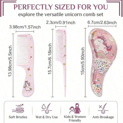 3pcs/Set Cute Cartoon Animal Children Mini Comb Set, Portable Travel Scalp Massage Detangling Comb, Gentle Anti-Tangle Styling Comb, Suitable For Boys And Girls Toddlers Daily Hair Care
