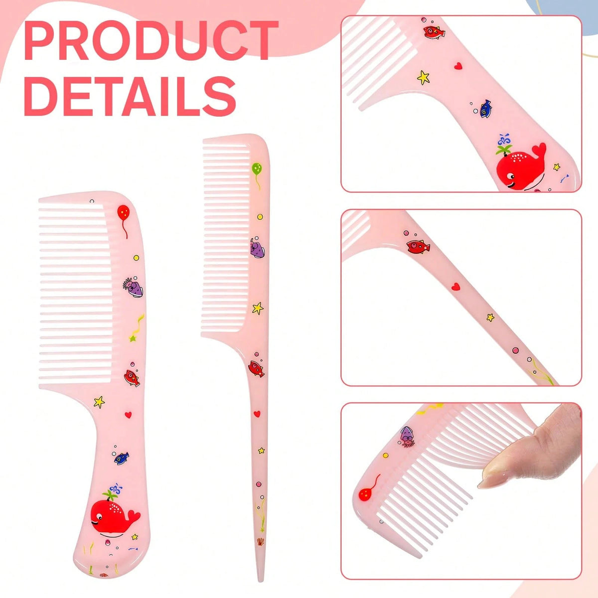 3pcs/Set Cute Cartoon Animal Children Mini Comb Set, Portable Travel Scalp Massage Detangling Comb, Gentle Anti-Tangle Styling Comb, Suitable For Boys And Girls Toddlers Daily Hair Care