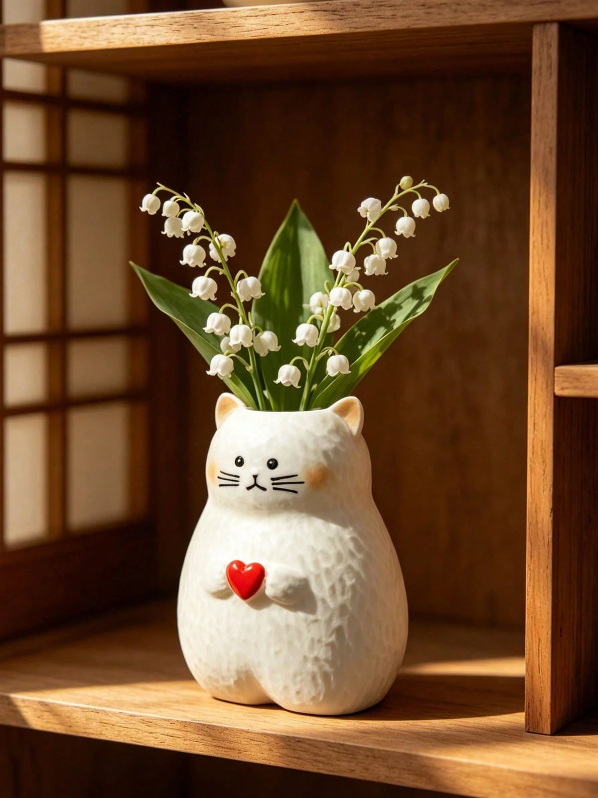 3pcs/Set Cute Cat Shaped Vases, Cream White, Dried Flower Plant Holder Desktop Decor, Suitable For Windowsill, Desk, Bookshelf, Bedroom, Living Room, Japanese Cute Pastoral Style Home Decor, Housewarm