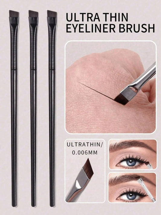 3pcs/Set Makeup Brush Set With Unique Blade-Shaped Eyebrow, Liquid Eyeliner And Oblique Eyebrow Brush, Suitable For Beginners, Eyebrow Brush, Eyeshadow Brush, Brush,Giveaways