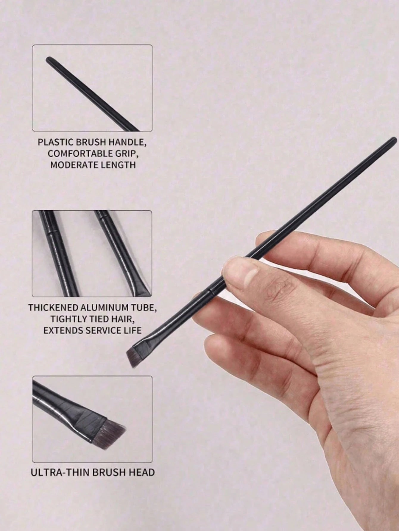 3pcs/Set Makeup Brush Set With Unique Blade-Shaped Eyebrow, Liquid Eyeliner And Oblique Eyebrow Brush, Suitable For Beginners, Eyebrow Brush, Eyeshadow Brush, Brush,Giveaways