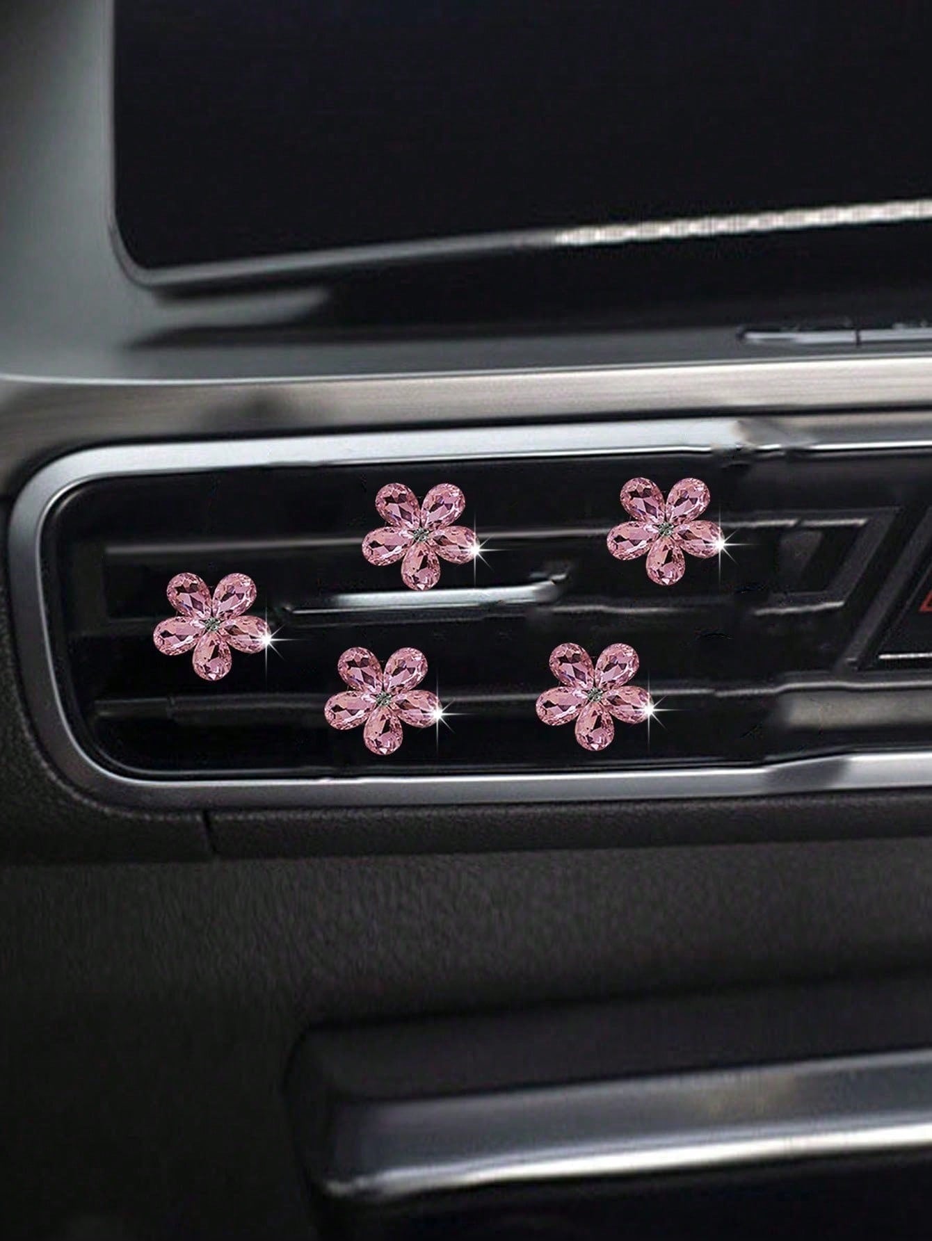 3pcs/Set Pink/White Crystal Car Air Vent Aromatherapy Clip Car Interior Decoration