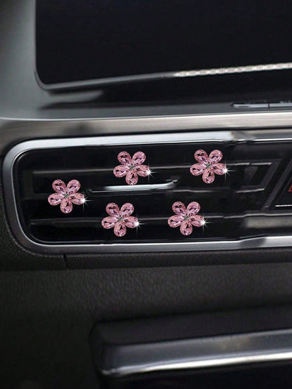 3pcs/Set Pink/White Crystal Car Air Vent Aromatherapy Clip Car Interior Decoration