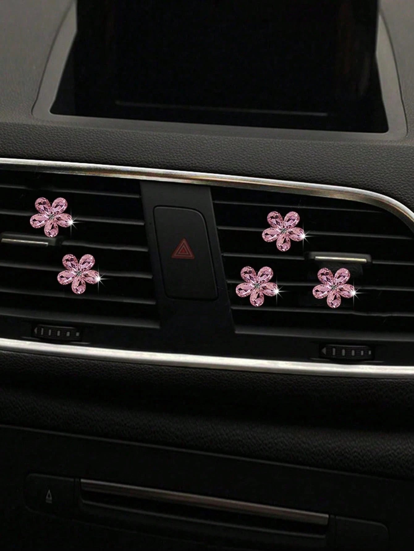 3pcs/Set Pink/White Crystal Car Air Vent Aromatherapy Clip Car Interior Decoration