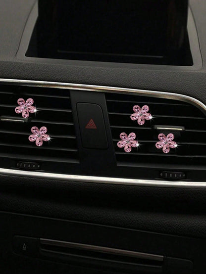 3pcs/Set Pink/White Crystal Car Air Vent Aromatherapy Clip Car Interior Decoration