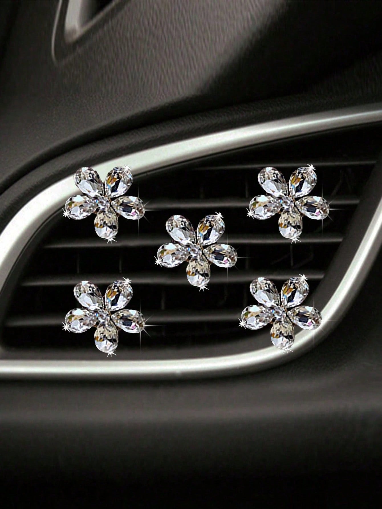 3pcs/Set Pink/White Crystal Car Air Vent Aromatherapy Clip Car Interior Decoration