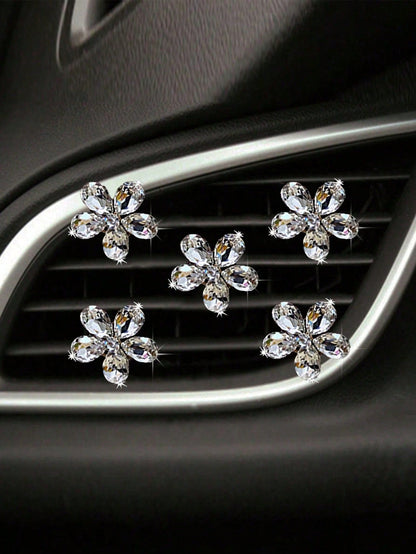 3pcs/Set Pink/White Crystal Car Air Vent Aromatherapy Clip Car Interior Decoration