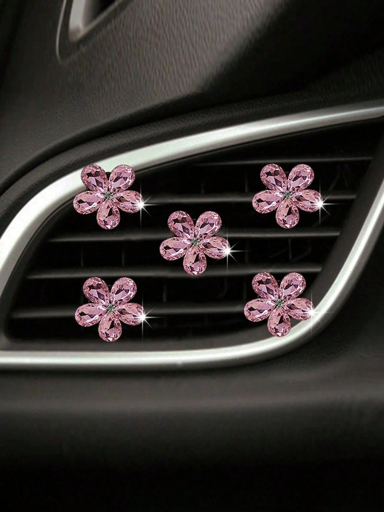 3pcs/Set Pink/White Crystal Car Air Vent Aromatherapy Clip Car Interior Decoration