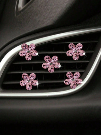 3pcs/Set Pink/White Crystal Car Air Vent Aromatherapy Clip Car Interior Decoration