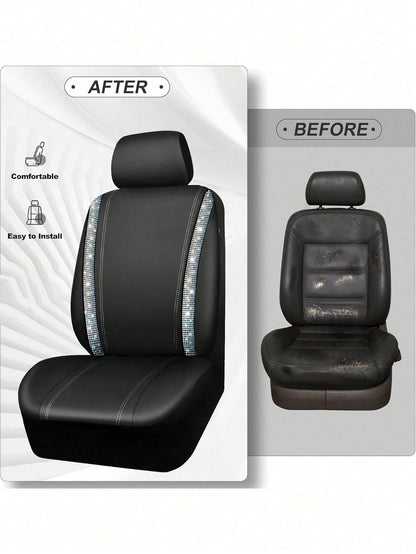 4/9pcs Set Sparkling Diamond Car Seat Covers, Shiny Rhinestone Seat Covers, Back Seat With Zipper, Universal Fit For 95% Of Cars, Suitable For Cute Women And Girls, Multicolor Diamond