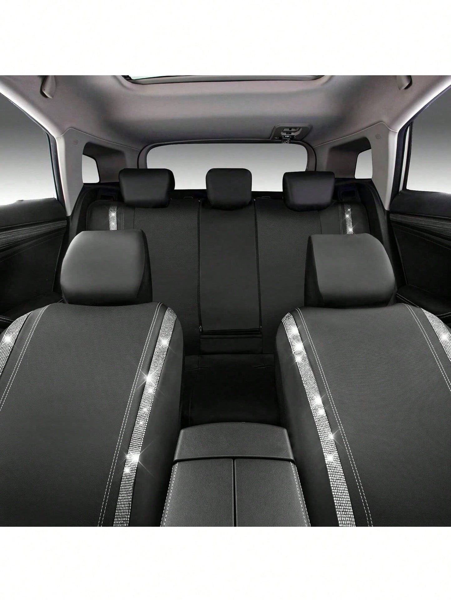 4/9pcs Set Sparkling Diamond Car Seat Covers, Shiny Rhinestone Seat Covers, Back Seat With Zipper, Universal Fit For 95% Of Cars, Suitable For Cute Women And Girls, Multicolor Diamond