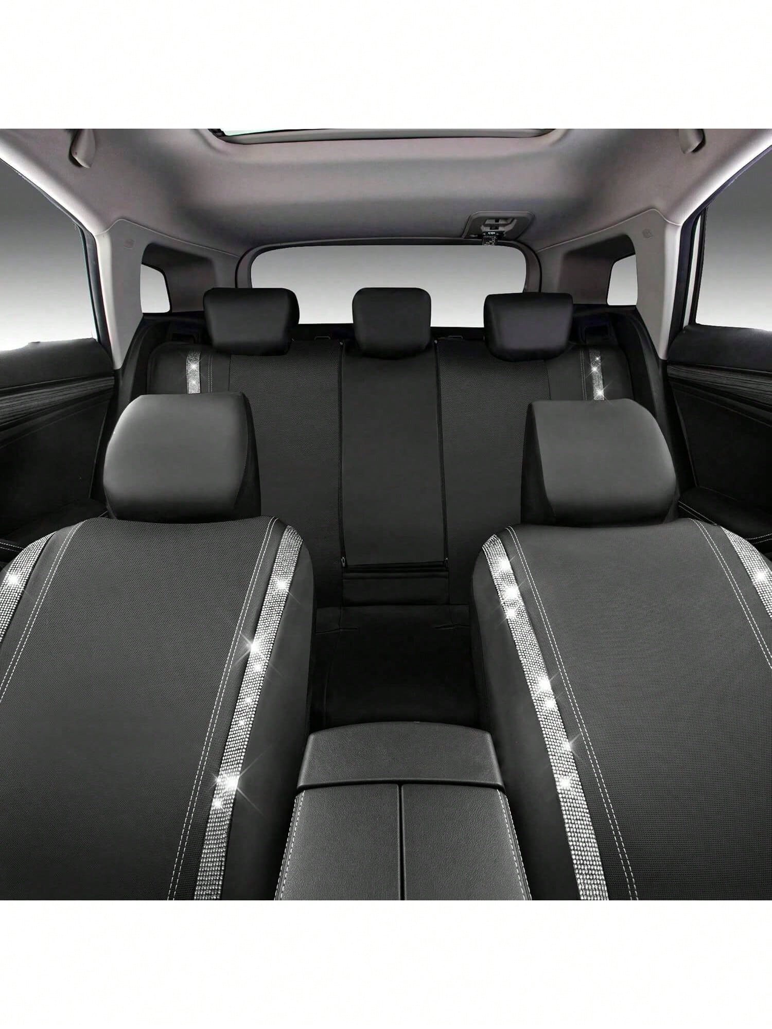 4/9pcs Set Sparkling Diamond Car Seat Covers, Shiny Rhinestone Seat Covers, Back Seat With Zipper, Universal Fit For 95% Of Cars, Suitable For Cute Women And Girls, Multicolor Diamond