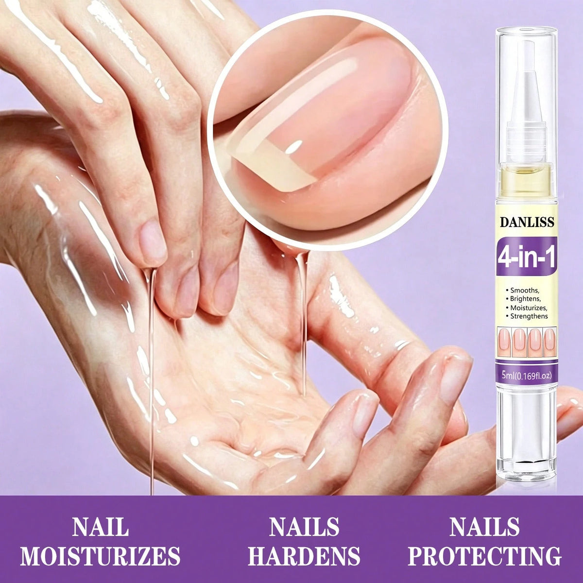 "4-In-1" Product: Oil-Based Pen, Keratin Nail Nutrition Oil, Anti-Breakage Strengthening Repair For Dry And Brittle Nails, Nourishes Nail Bed, Moisturizes And Hydrates, Brightens And Enhances. 5ml