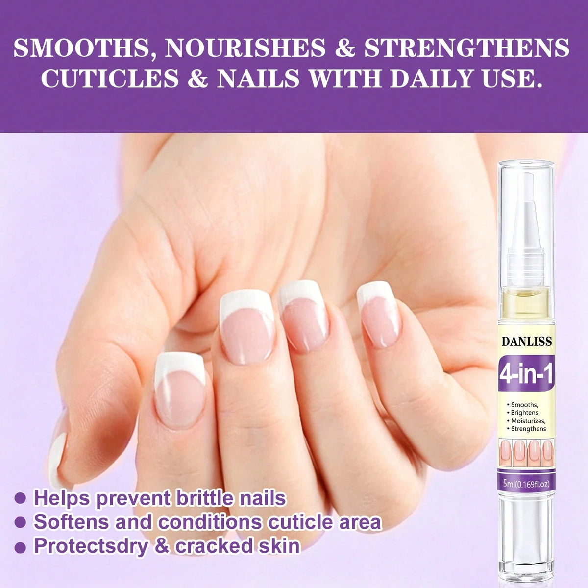 "4-In-1" Product: Oil-Based Pen, Keratin Nail Nutrition Oil, Anti-Breakage Strengthening Repair For Dry And Brittle Nails, Nourishes Nail Bed, Moisturizes And Hydrates, Brightens And Enhances. 5ml