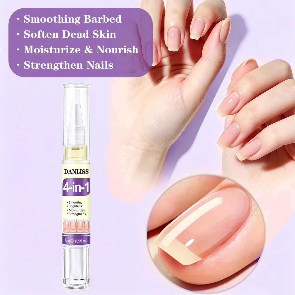 "4-In-1" Product: Oil-Based Pen, Keratin Nail Nutrition Oil, Anti-Breakage Strengthening Repair For Dry And Brittle Nails, Nourishes Nail Bed, Moisturizes And Hydrates, Brightens And Enhances. 5ml