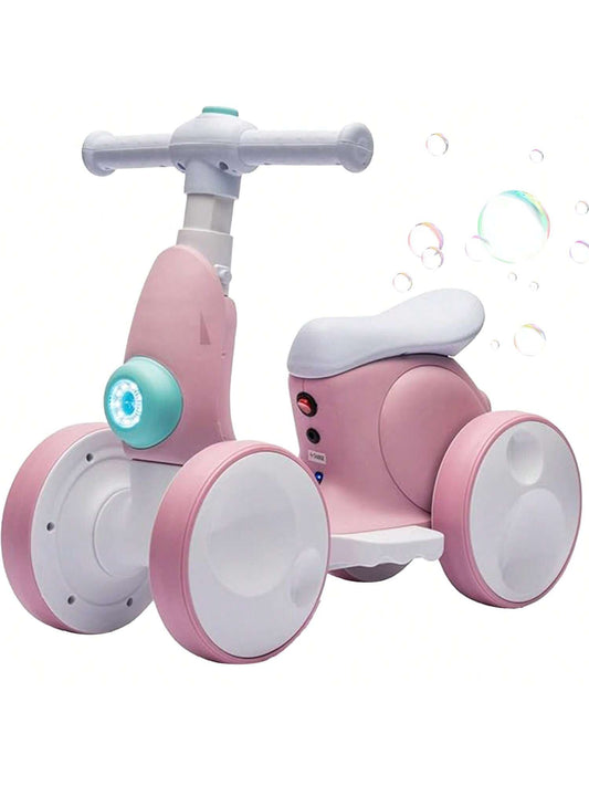 4 In 1 Toddler Bike For 1 Year To 3 Years Old Toddler, Toddler 4 Wheels Bubble Bike Electric Baby Balance Bike With Remote Control, Toys For Boy & Girl, Balance Training, First Birthday Gifts For Boy