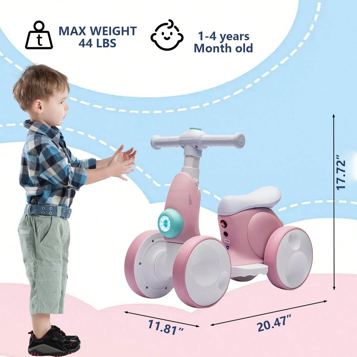 4 In 1 Toddler Bike For 1 Year To 3 Years Old Toddler, Toddler 4 Wheels Bubble Bike Electric Baby Balance Bike With Remote Control, Toys For Boy & Girl, Balance Training, First Birthday Gifts For Boy