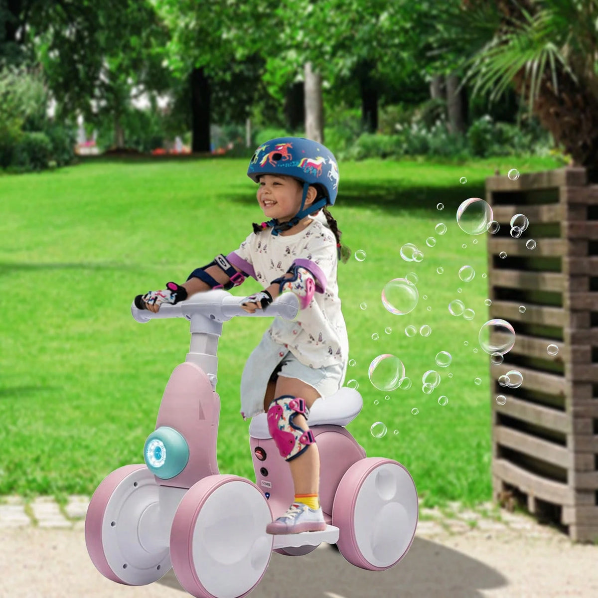 4 In 1 Toddler Bike For 1 Year To 3 Years Old Toddler, Toddler 4 Wheels Bubble Bike Electric Baby Balance Bike With Remote Control, Toys For Boy & Girl, Balance Training, First Birthday Gifts For Boy