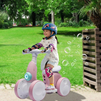 4 In 1 Toddler Bike For 1 Year To 3 Years Old Toddler, Toddler 4 Wheels Bubble Bike Electric Baby Balance Bike With Remote Control, Toys For Boy & Girl, Balance Training, First Birthday Gifts For Boy