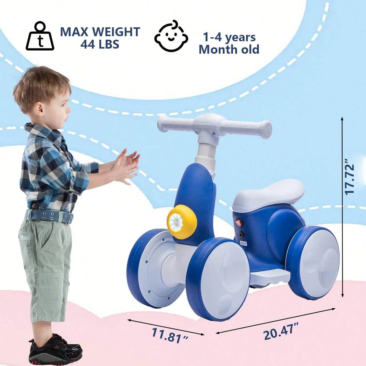 4 In 1 Toddler Bike For 1 Year To 3 Years Old Toddler, Toddler 4 Wheels Bubble Bike Electric Baby Balance Bike With Remote Control, Toys For Boy & Girl, Balance Training, First Birthday Gifts For Boy