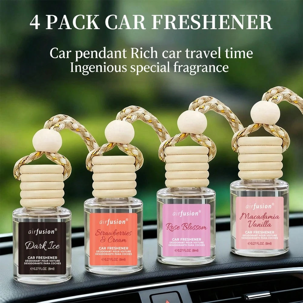 4 Pack Hanging Car Diffuser- Essential Oil Air Freshener With 17 Refill Scents, Long-Lasting Aromatherapy Kit For Auto, Office & Home,Christmas Gifts