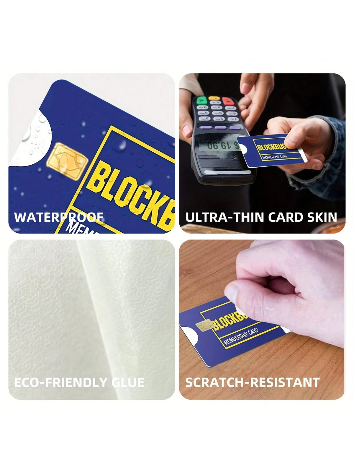4 Packs- Premium PVC Credit Card Skin Stickers- Waterproof, Scratch-Resistant, Anti-Slip Vinyl Debit/Key Card Protective Decals- No Backing, Easy To Apply, Removable, Customizable, 4pcs/1pc